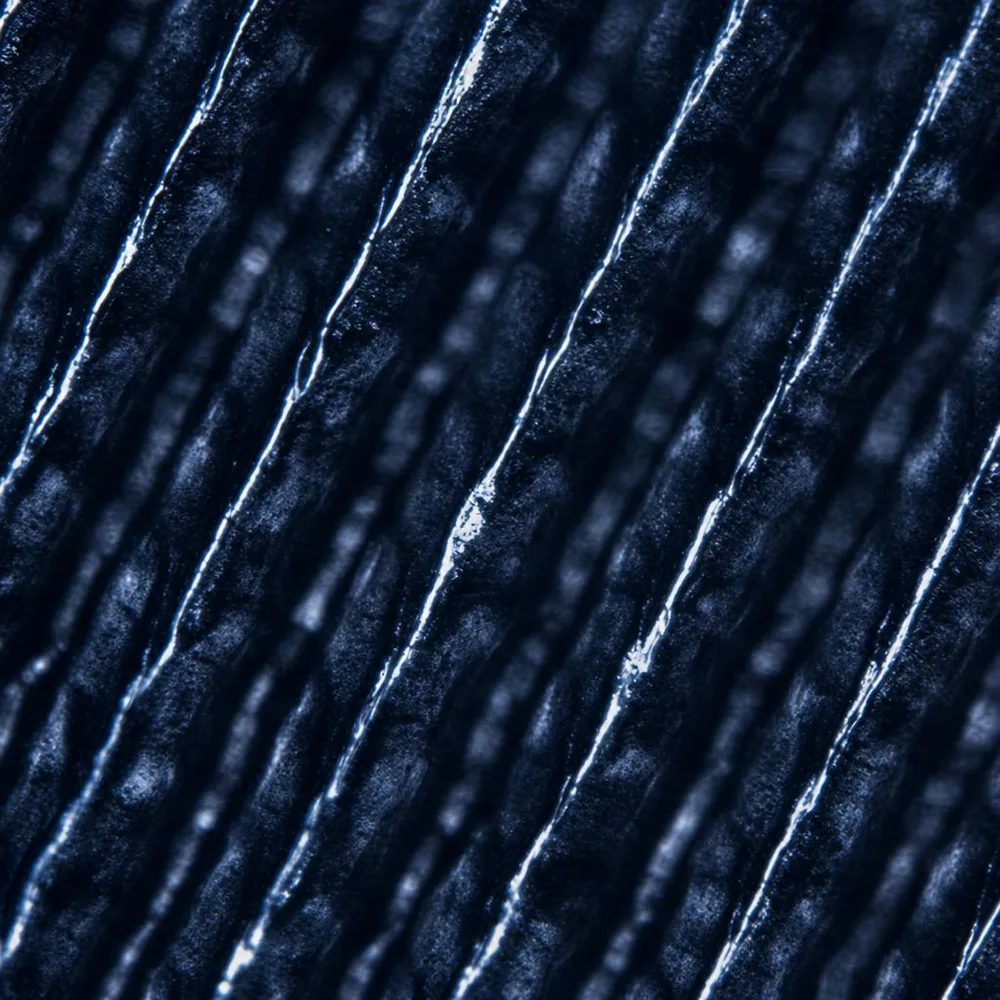 Macrofotografía de la geometría de grabado Trihelical, estructura abierta de canales